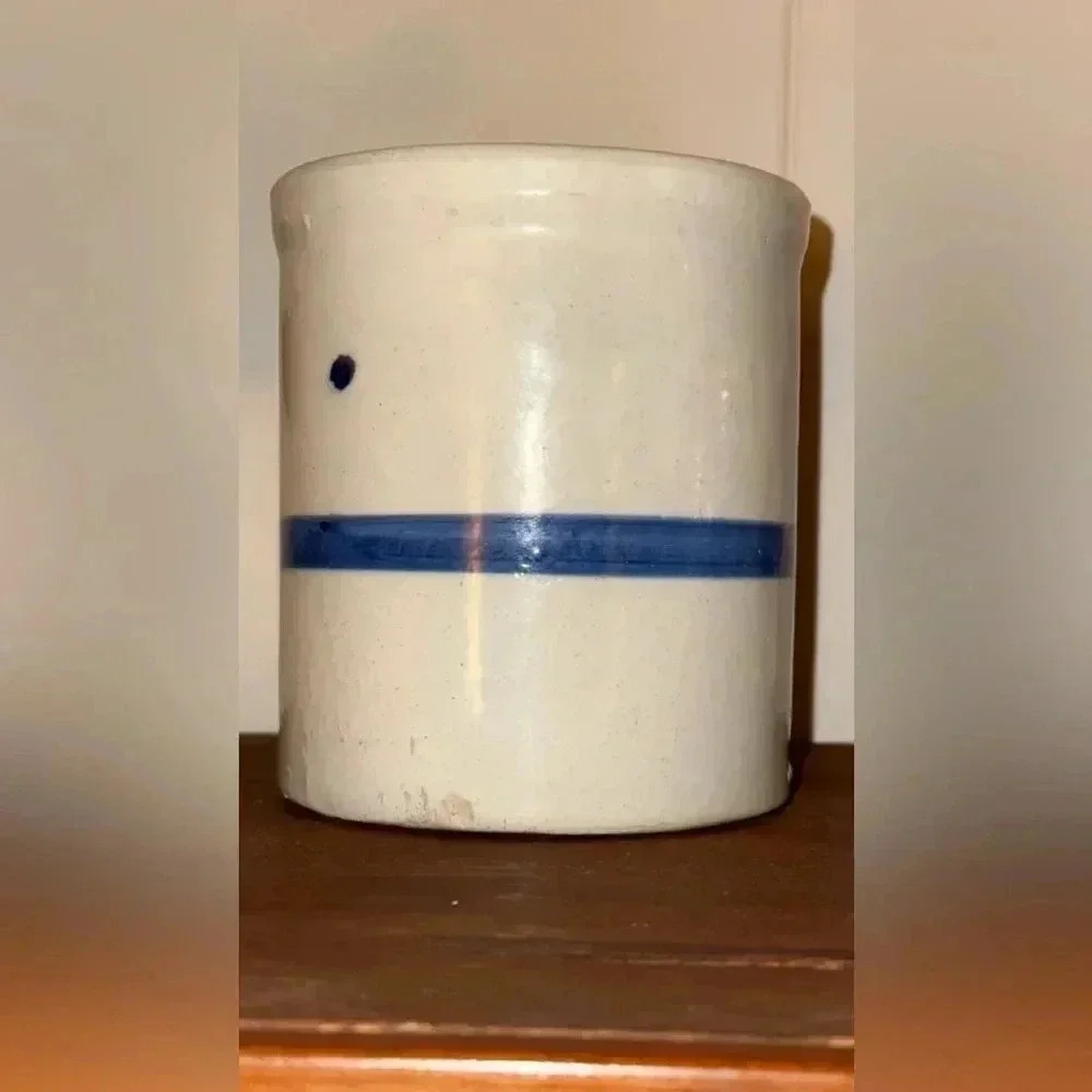 Vintage Wesson Oil crock kitchen utensil storage holder stoneware 20th century - Picture 8 of 16